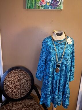 Zara Blue Floral Tiered Maxi Dress